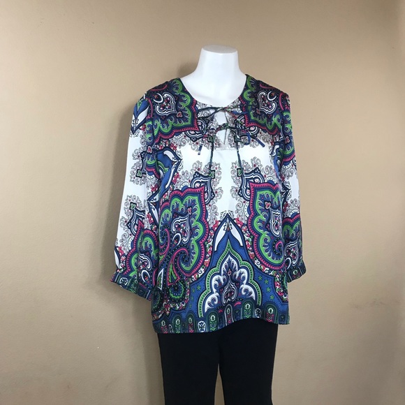 Talbots Tops - B5- Talbots Silk Paisley Tunic w/ ties 3/4 SLV 12P